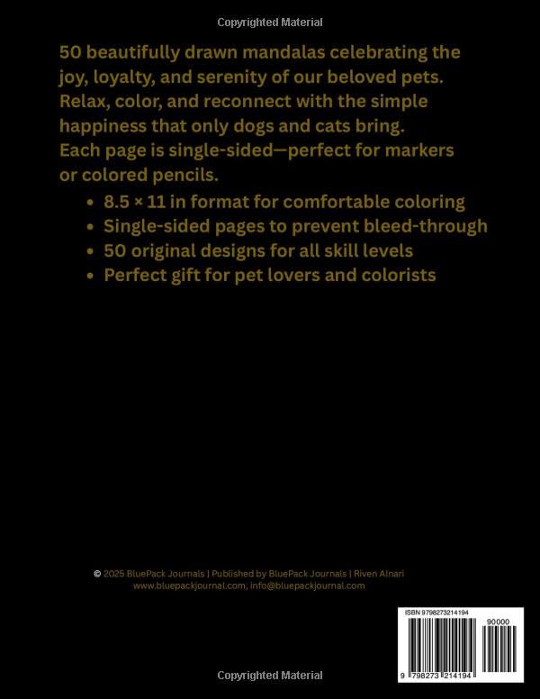 dog & cat mandala coloring book for adults back dog & cat mandala coloring book for adults back