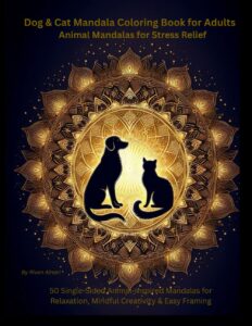 dog & cat mandala coloring book for adults front
